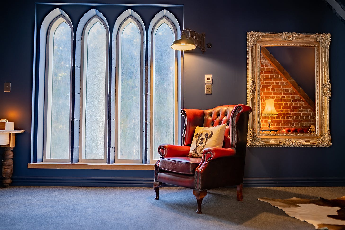 A lovely looking living room at The Church hotel, one of the best places to stay in Invercargill.